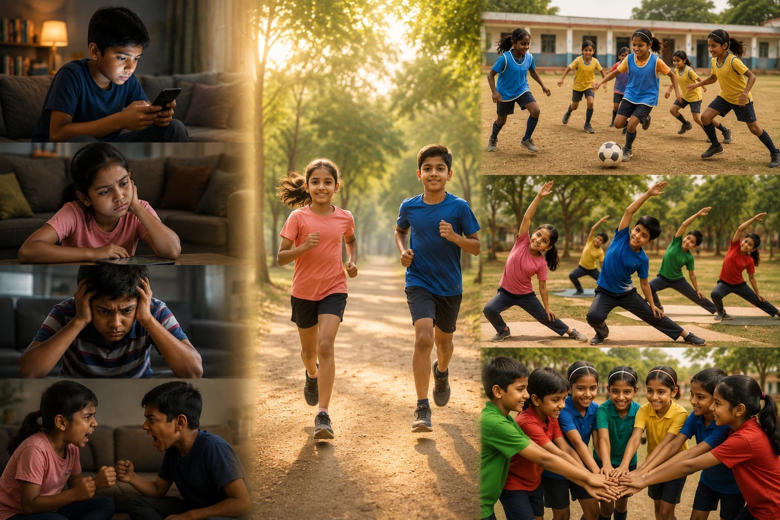 Children playing and participating in sports